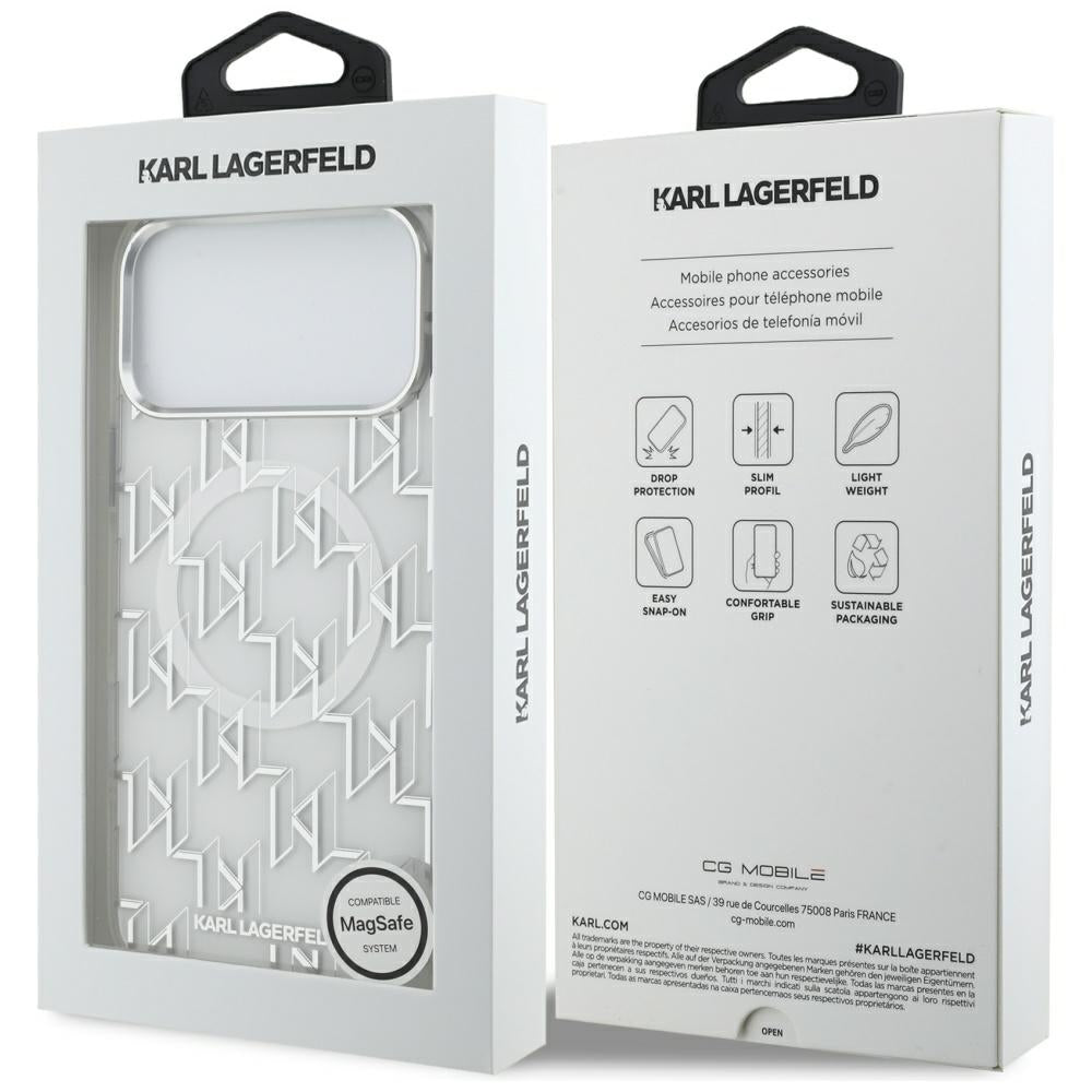 Custodia MagSafe per Apple iPhone 17 Pro Max, Karl Lagerfeld, IML KL Monogram, Bianca