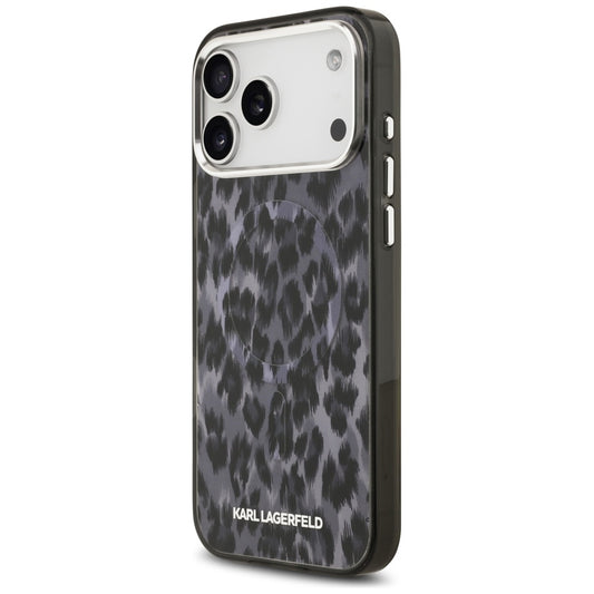 Custodia MagSafe per Apple iPhone 17 Pro Max, Karl Lagerfeld, IML Leopard Pattern, Nera