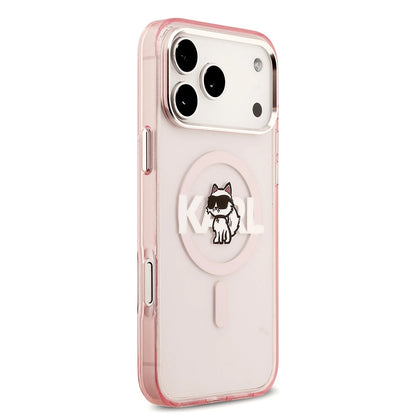 Custodia MagSafe per Apple iPhone 17 Pro Max, Karl Lagerfeld, IML Sketch Logo Choupette, Rosa