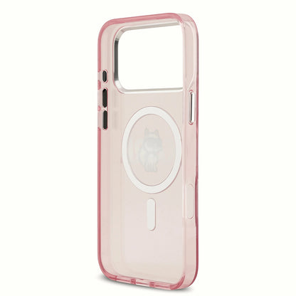 Custodia MagSafe per Apple iPhone 17 Pro Max, Karl Lagerfeld, IML Sketch Logo Choupette, Rosa