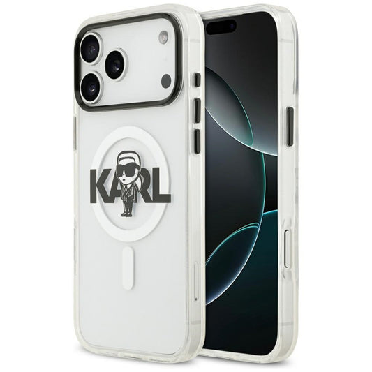 Custodia MagSafe per Apple iPhone 17 Pro Max, Karl Lagerfeld, IML Sketch Logo Karl, Trasparente