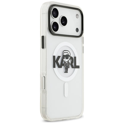 Custodia MagSafe per Apple iPhone 17 Pro Max, Karl Lagerfeld, IML Sketch Logo Karl, Trasparente