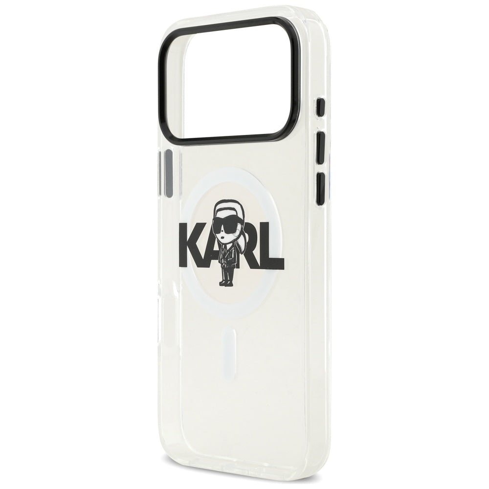 Custodia MagSafe per Apple iPhone 17 Pro Max, Karl Lagerfeld, IML Sketch Logo Karl, Trasparente