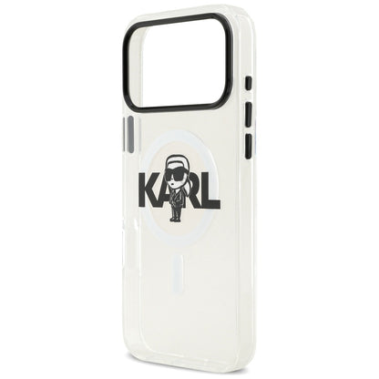 Custodia MagSafe per Apple iPhone 17 Pro Max, Karl Lagerfeld, IML Sketch Logo Karl, Trasparente