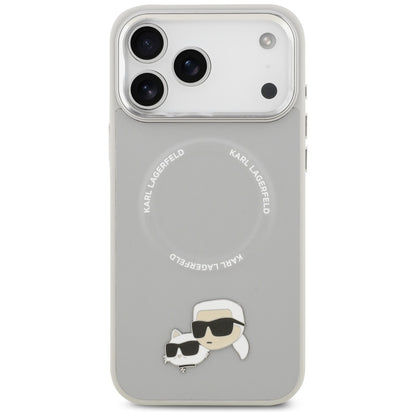 Custodia MagSafe per Apple iPhone 17 Pro Max, Karl Lagerfeld, Karl & Choupette Pins, Grigio