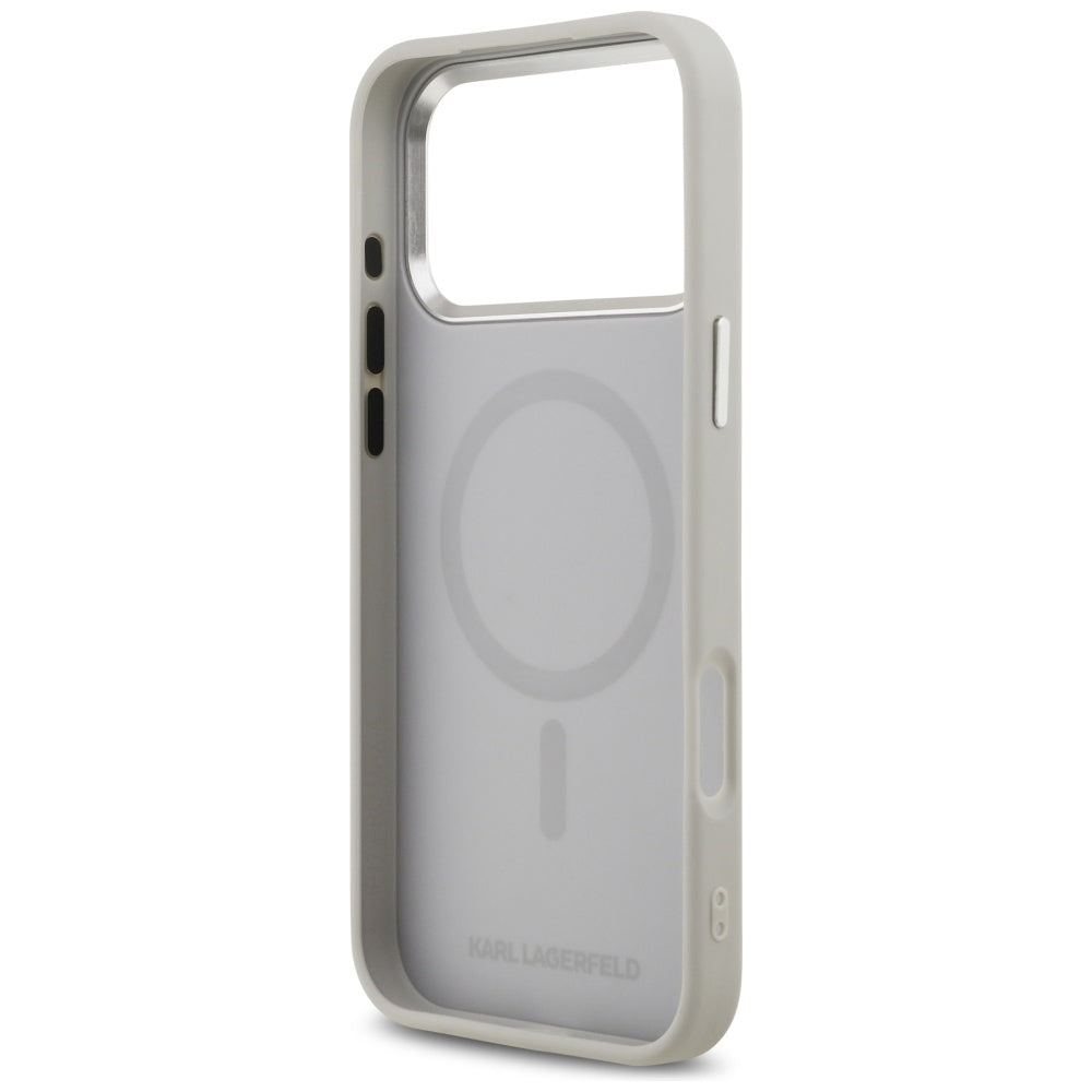 Custodia MagSafe per Apple iPhone 17 Pro Max, Karl Lagerfeld, Karl & Choupette Pins, Grigio