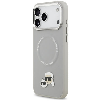 Custodia MagSafe per Apple iPhone 17 Pro Max, Karl Lagerfeld, Karl & Choupette Pins, Grigio