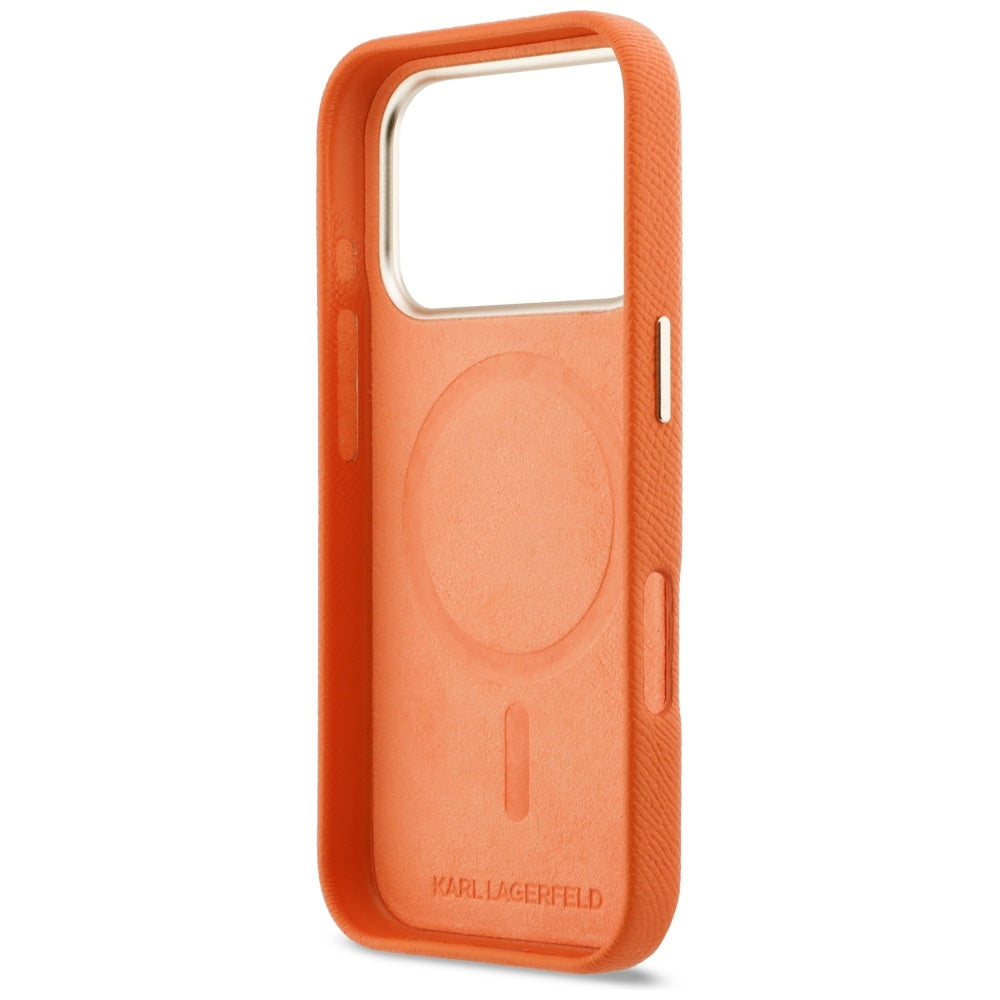 Custodia MagSafe per Apple iPhone 17 Pro Max, Karl Lagerfeld, Karl Head Logo, Arancione