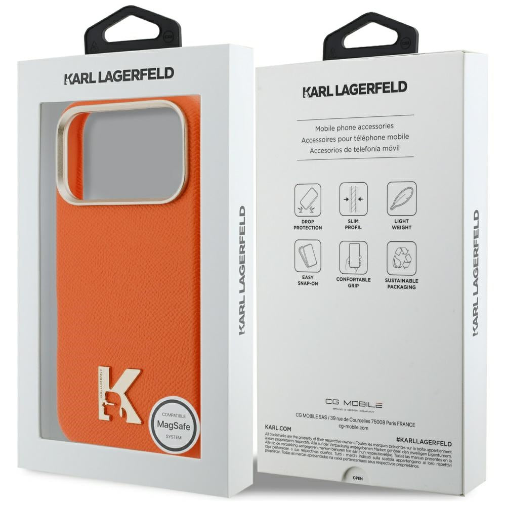 Custodia MagSafe per Apple iPhone 17 Pro Max, Karl Lagerfeld, Karl Head Logo, Arancione