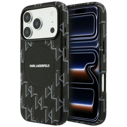 Custodia MagSafe per Apple iPhone 17 Pro Max, Karl Lagerfeld, Logo KL Monogram, Nera