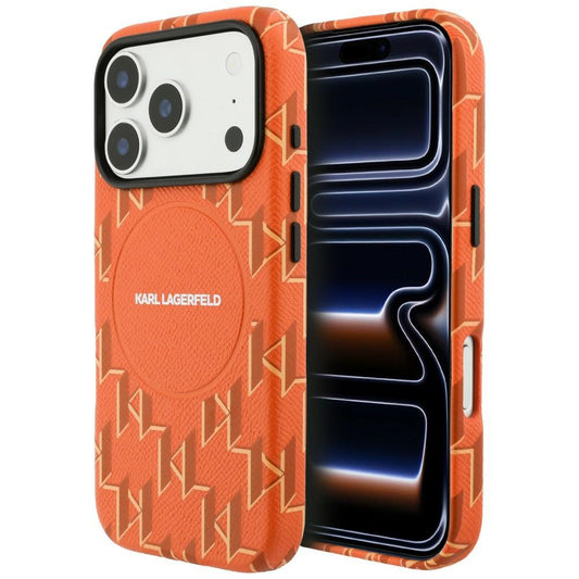 Custodia MagSafe per Apple iPhone 17 Pro Max, Karl Lagerfeld, Logo KL Monogram, Arancione