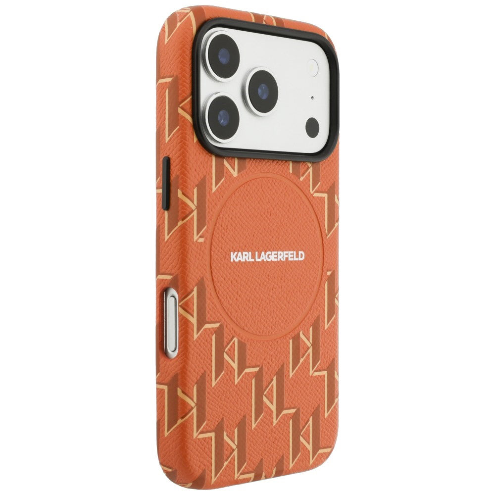 Custodia MagSafe per Apple iPhone 17 Pro Max, Karl Lagerfeld, Logo KL Monogram, Arancione