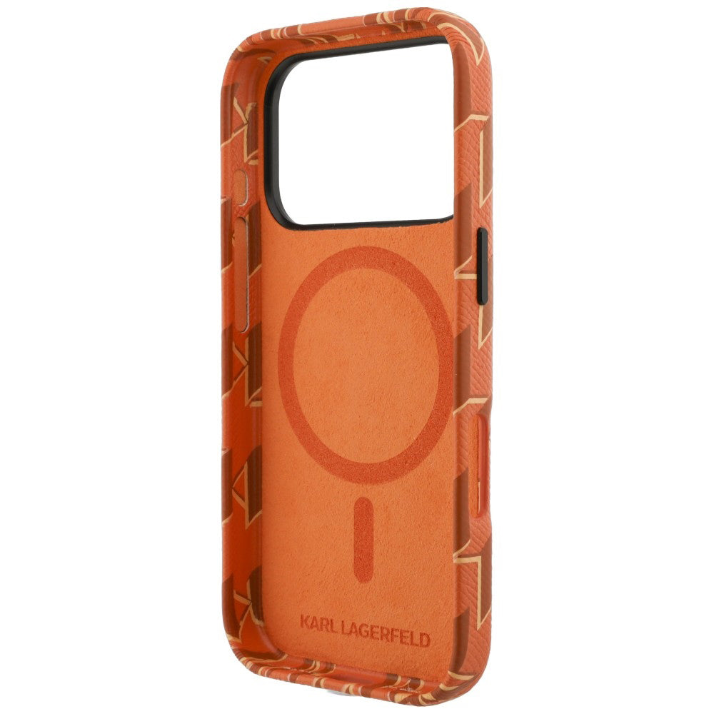 Custodia MagSafe per Apple iPhone 17 Pro Max, Karl Lagerfeld, Logo KL Monogram, Arancione