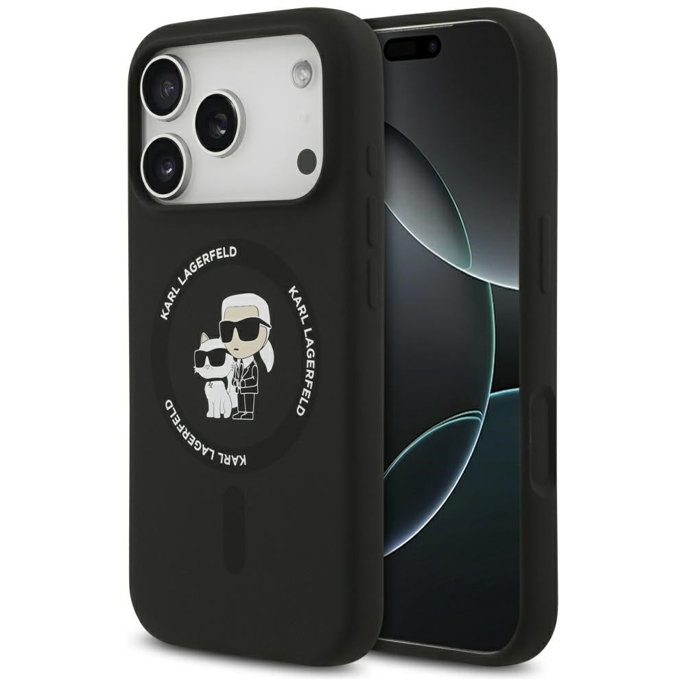 Custodia MagSafe per Apple iPhone 17 Pro Max, Karl Lagerfeld, Ring Karl & Choupette, Nera