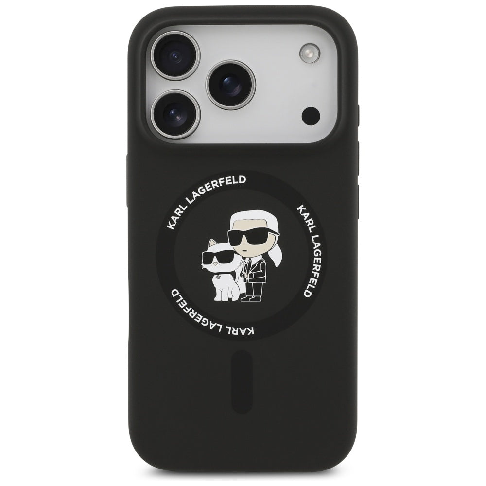 Custodia MagSafe per Apple iPhone 17 Pro Max, Karl Lagerfeld, Ring Karl & Choupette, Nera