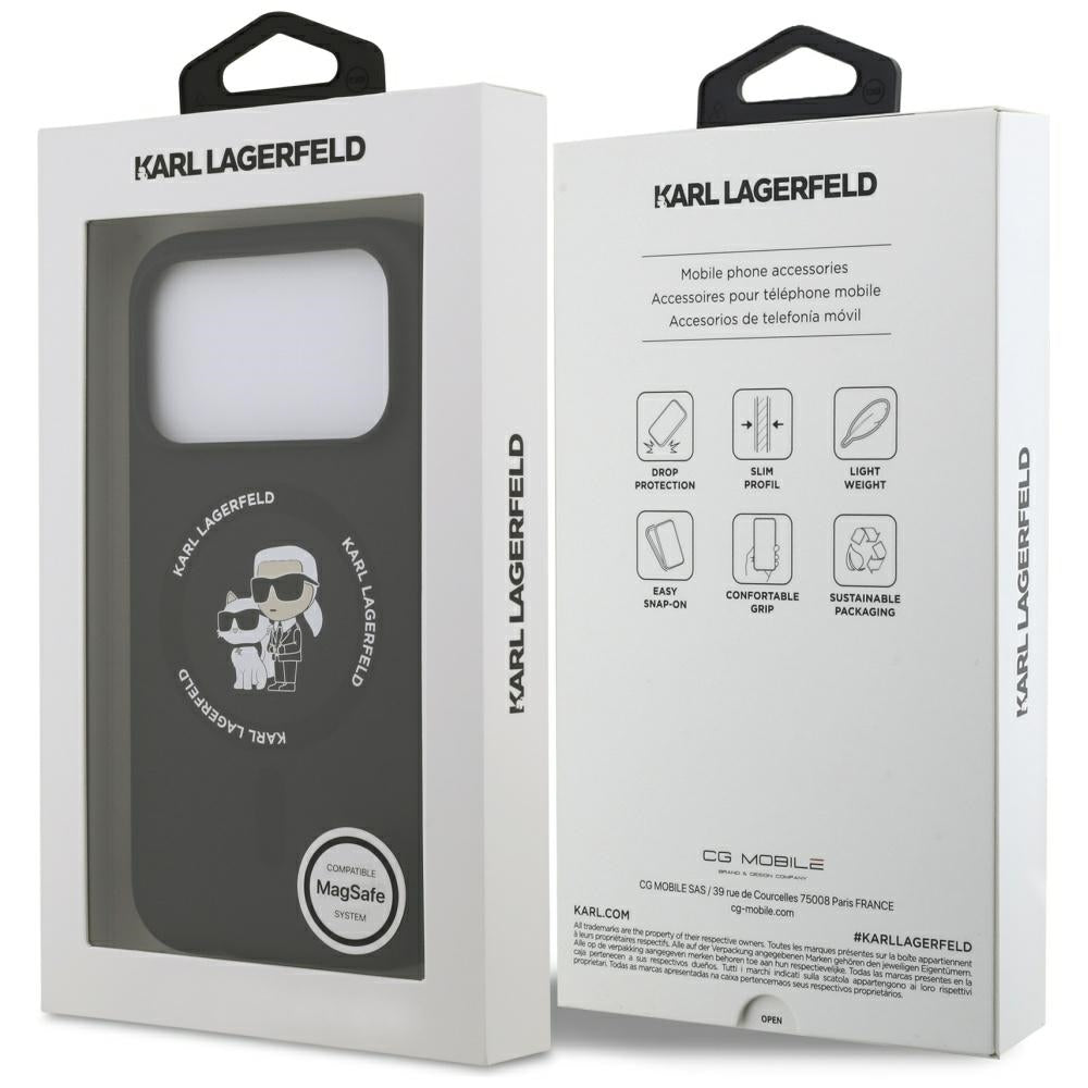 Custodia MagSafe per Apple iPhone 17 Pro Max, Karl Lagerfeld, Ring Karl & Choupette, Nera