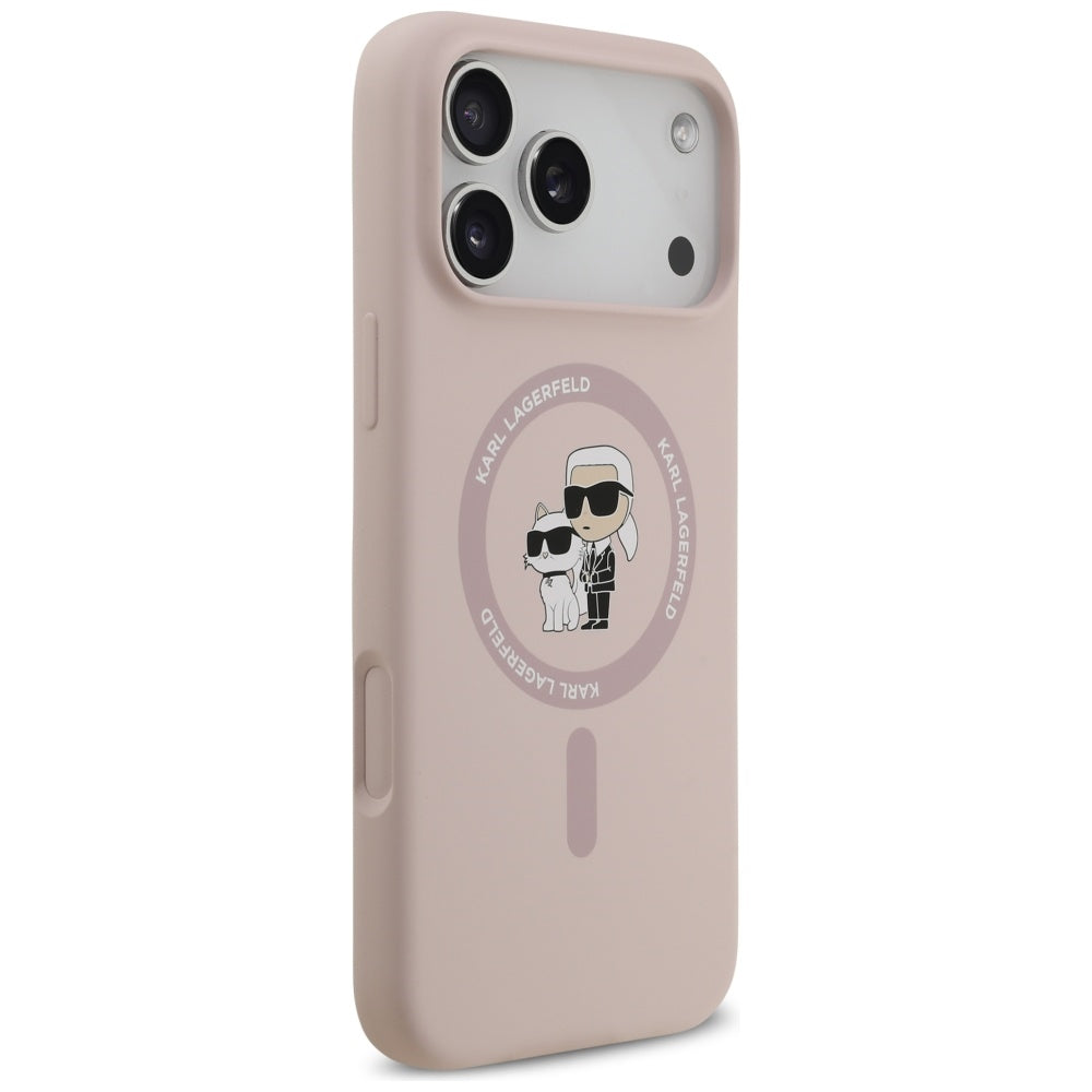 Custodia MagSafe per Apple iPhone 17 Pro Max, Karl Lagerfeld, Ring Karl & Choupette, Rosa