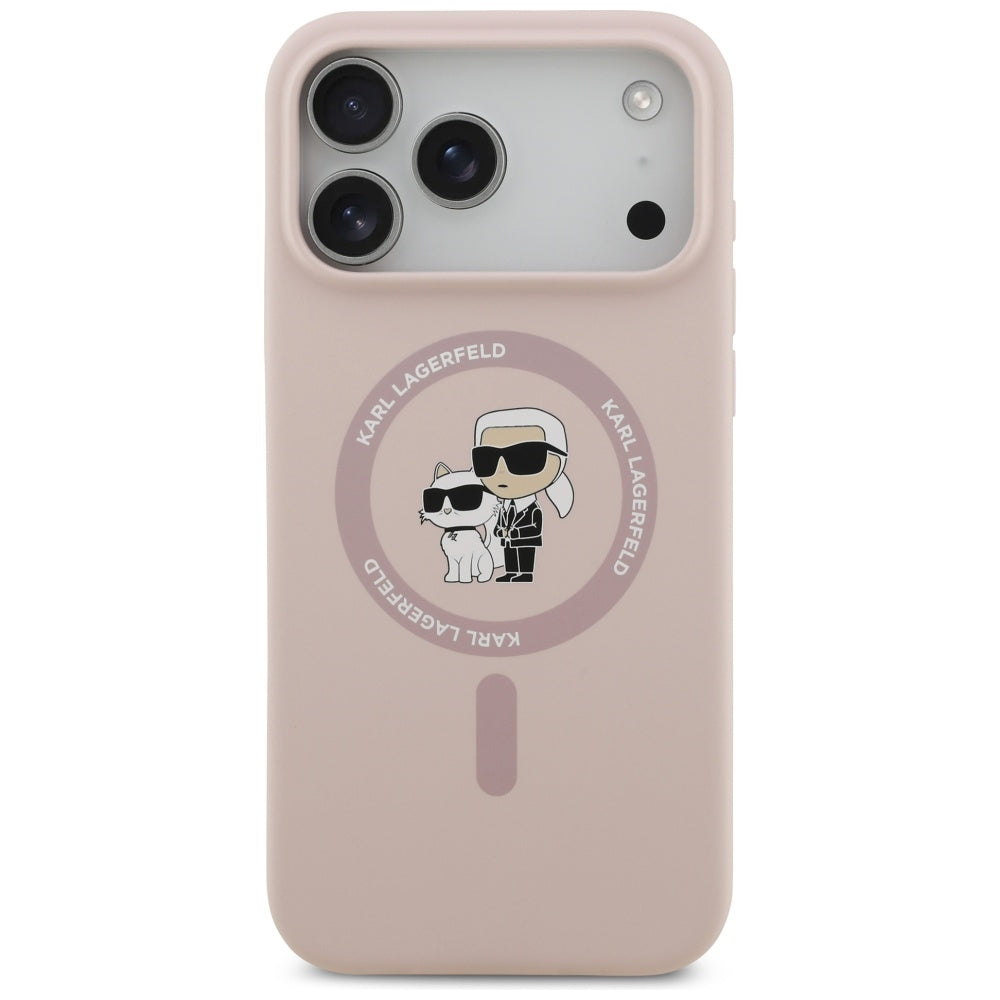 Custodia MagSafe per Apple iPhone 17 Pro Max, Karl Lagerfeld, Ring Karl & Choupette, Rosa