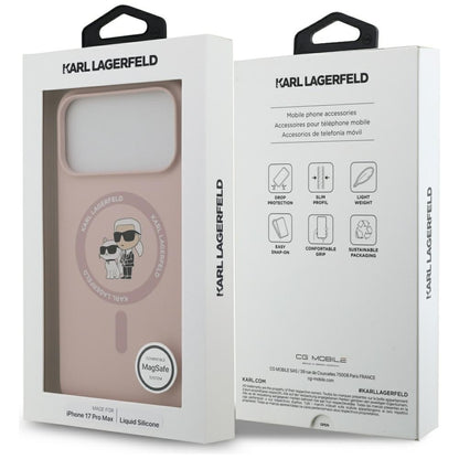 Custodia MagSafe per Apple iPhone 17 Pro Max, Karl Lagerfeld, Ring Karl & Choupette, Rosa