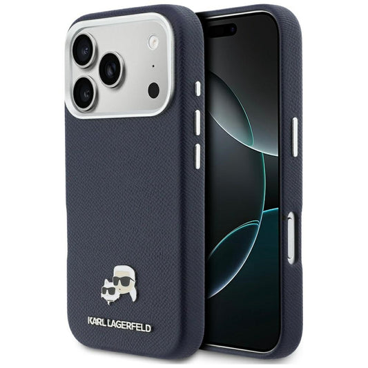 Custodia MagSafe per Apple iPhone 17 Pro Max, Karl Lagerfeld, Saffiano Karl & Choupette Pins, Blu