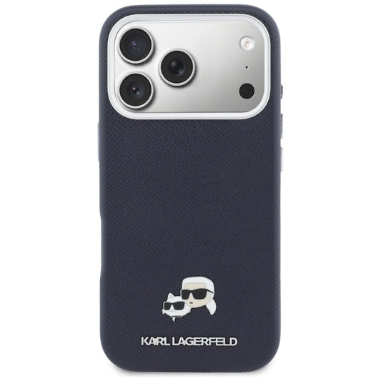 Custodia MagSafe per Apple iPhone 17 Pro Max, Karl Lagerfeld, Saffiano Karl & Choupette Pins, Blu