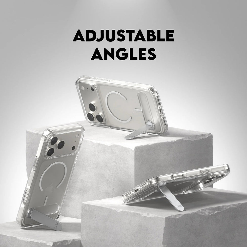 Custodia MagSafe per Apple iPhone 17 Pro Max, PanzerGlass, con Supporto Kickstand, Trasparente Bianca