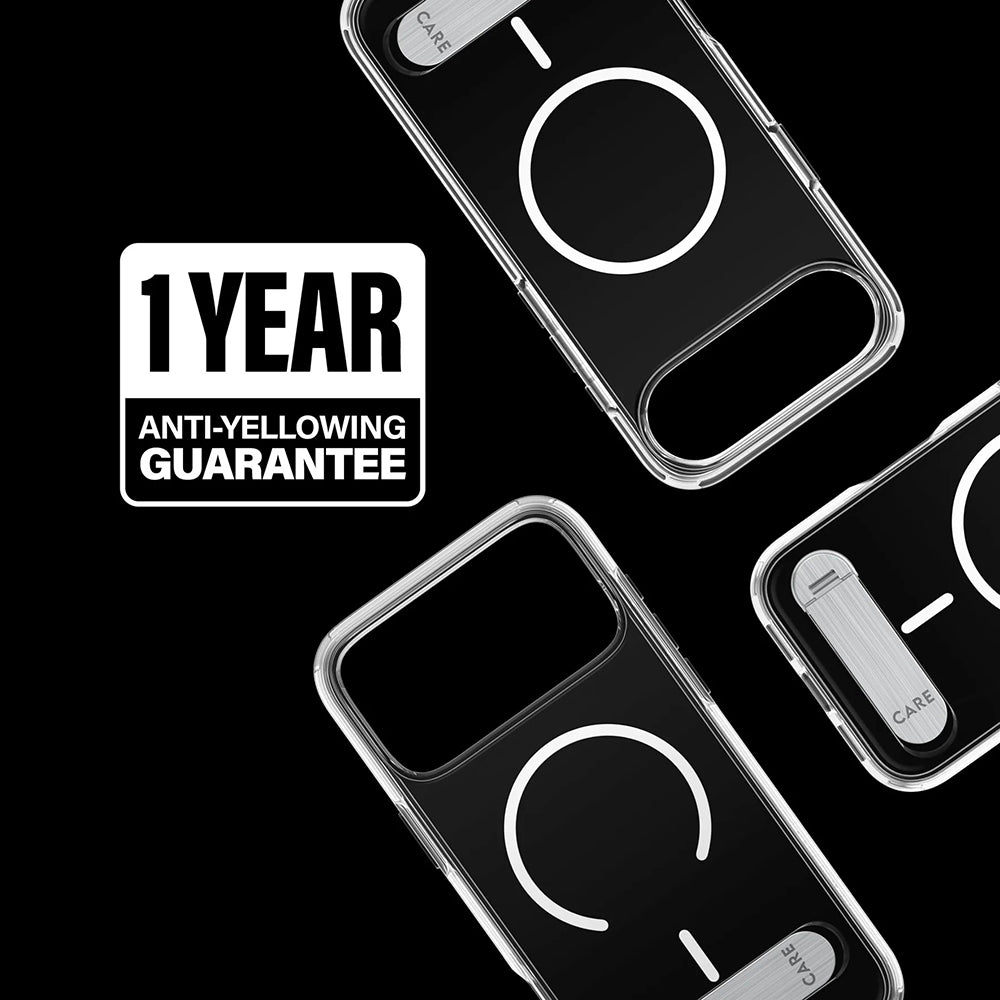 Custodia MagSafe per Apple iPhone 17 Pro Max, PanzerGlass, con Supporto Kickstand, Trasparente Bianca