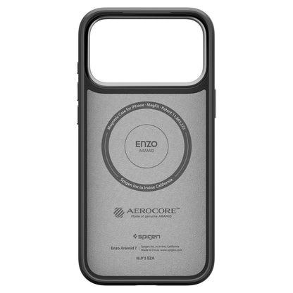 Custodia MagSafe per Apple iPhone 17 Pro Max, Spigen, Enzo Aramid T, Nera Argentata