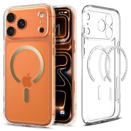 Custodia MagSafe per Apple iPhone 17 Pro Max, Spigen, Ultra Hybrid, Oro Trasparente