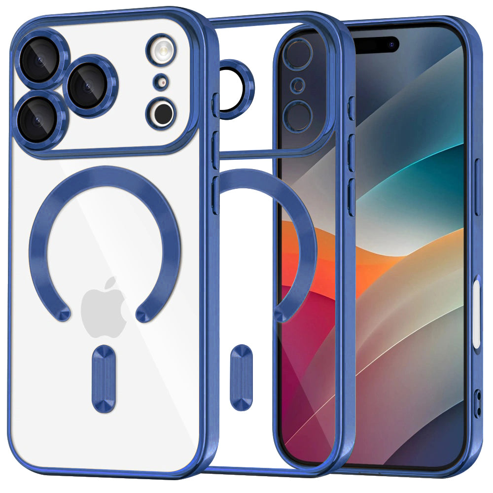 Custodia MagSafe per Apple iPhone 17 Pro Max, Techsuit, Luxury Crystal, Blu