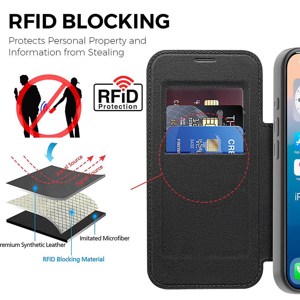 Custodia MagSafe per Apple iPhone 17 Pro Max, Techsuit, SmartMag Book, Marrone