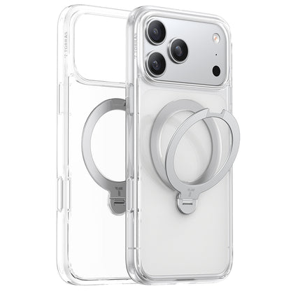 Custodia MagSafe per Apple iPhone 17 Pro Max, Torras, Ostand Spin, Trasparente