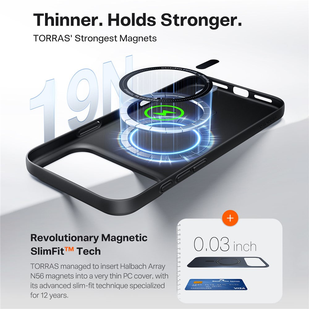 Custodia MagSafe per Apple iPhone 17 Pro Max, Torras, SlimFit, Nera