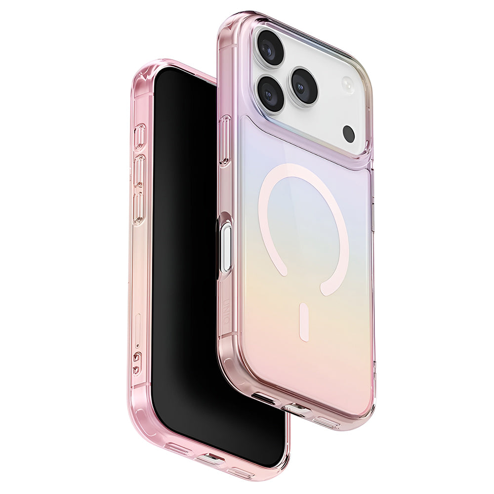 Custodia MagSafe per Apple iPhone 17 Pro Max, UNIQ, Iridescia MagClick, Blu Pastello