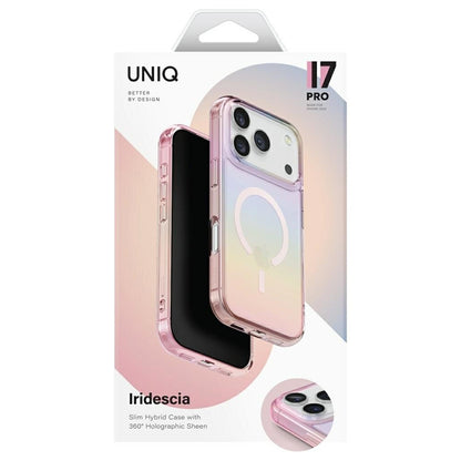 Custodia MagSafe per Apple iPhone 17 Pro Max, UNIQ, Iridescia MagClick, Blu Pastello