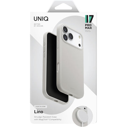 Custodia MagSafe per Apple iPhone 17 Pro Max, UNIQ, Lino MagClick, Grigio