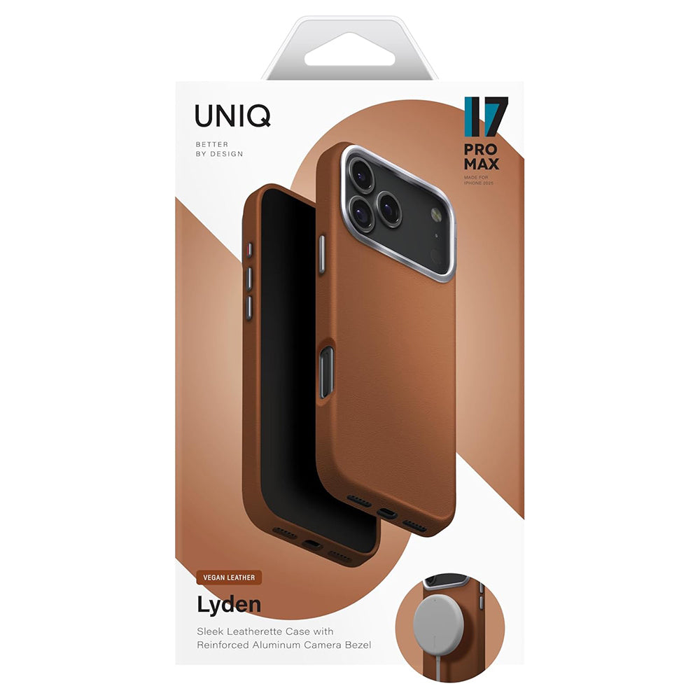 Custodia MagSafe per Apple iPhone 17 Pro Max, UNIQ, Lyden Leatherette, Marrone