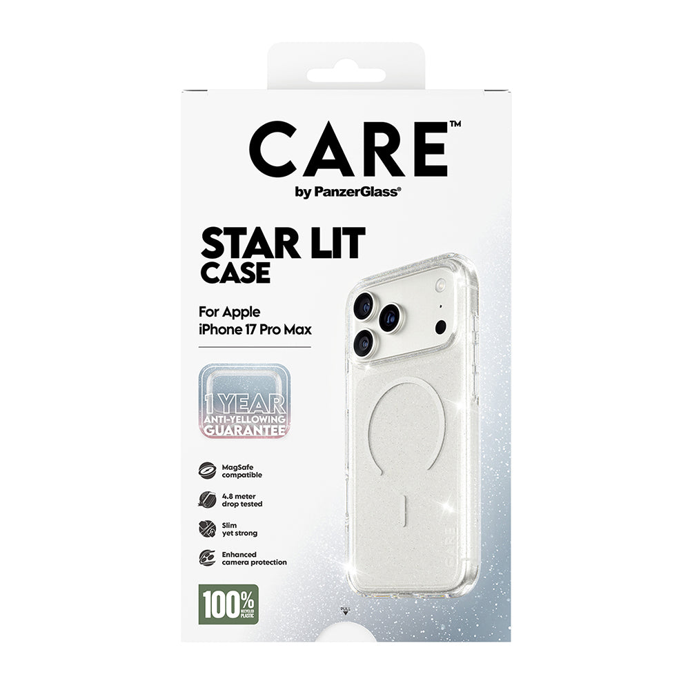 Custodia MagSafe per Apple iPhone 17 Pro, PanzerGlass, Care Urban Explorer Star Lit, Trasparente Bianca