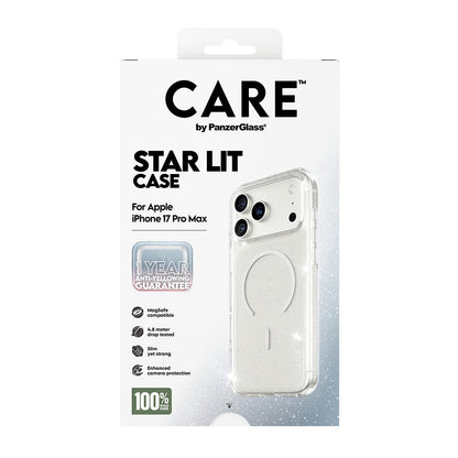 Custodia MagSafe per Apple iPhone 17 Pro, PanzerGlass, Care Urban Explorer Star Lit, Trasparente Bianca