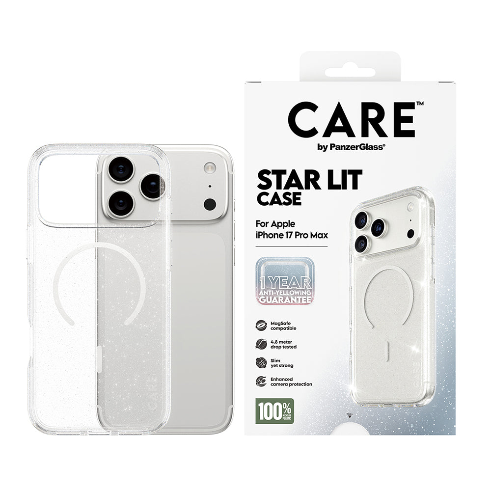 Custodia MagSafe per Apple iPhone 17 Pro, PanzerGlass, Care Urban Explorer Star Lit, Trasparente Bianca