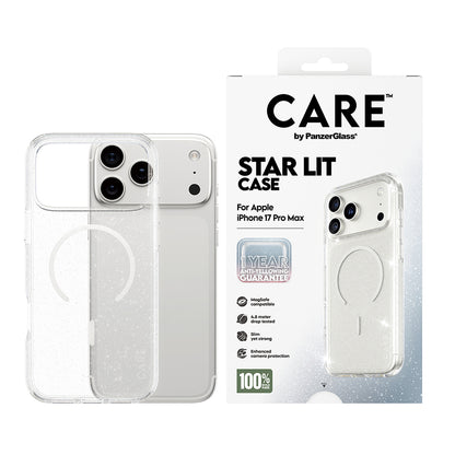 Custodia MagSafe per Apple iPhone 17 Pro, PanzerGlass, Care Urban Explorer Star Lit, Trasparente Bianca