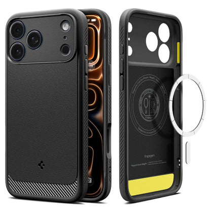 Custodia MagSafe per Apple iPhone 17 Pro, Spigen, Rugged Armor, Nera Opaca