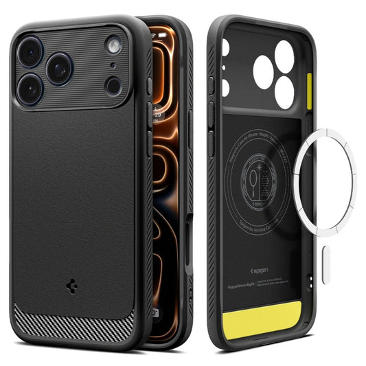 Custodia MagSafe per Apple iPhone 17 Pro, Spigen, Rugged Armor, Nera Opaca