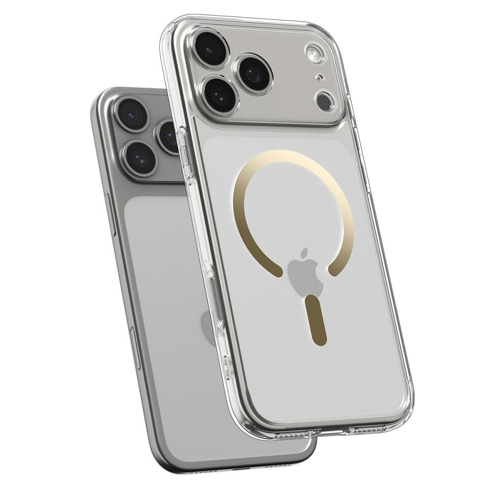 Custodia MagSafe per Apple iPhone 17 Pro, Spigen, Ultra Hybrid, Oro Trasparente