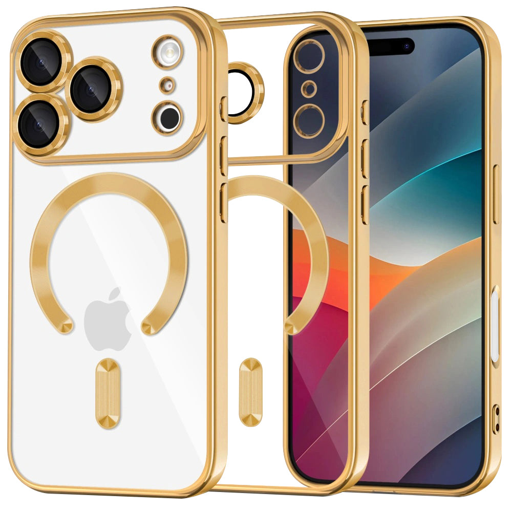 Custodia MagSafe per Apple iPhone 17 Pro, Techsuit, Luxury Crystal, Dorata
