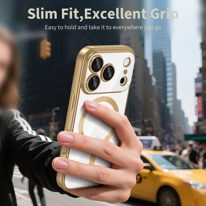 Custodia MagSafe per Apple iPhone 17 Pro, Techsuit, Luxury Crystal, Dorata