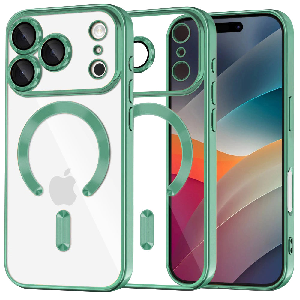 Custodia MagSafe per Apple iPhone 17 Pro, Techsuit, Luxury Crystal, Verde Chiaro