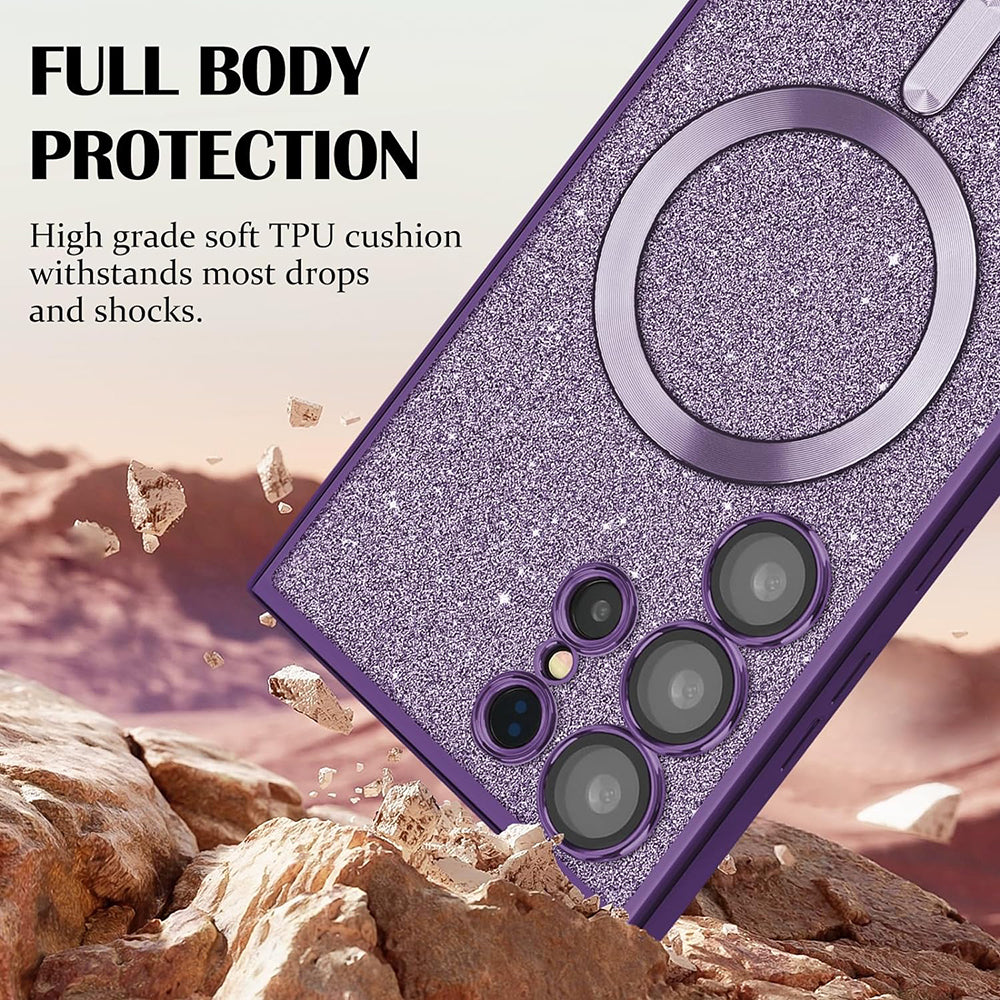 Custodia MagSafe per Apple iPhone 17 Pro, Techsuit, Luxury Glitter, Rossa
