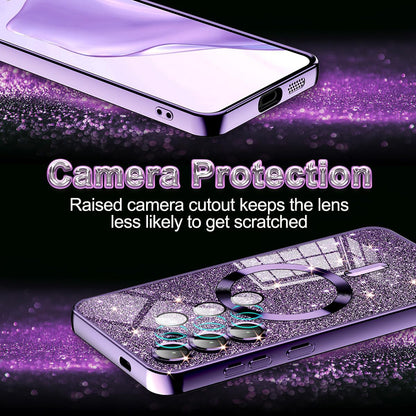 Custodia MagSafe per Apple iPhone 17 Pro, Techsuit, Luxury Glitter, Rossa