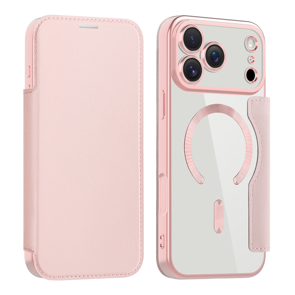 Custodia MagSafe per Apple iPhone 17 Pro, Techsuit, SmartMag Book, Rosa